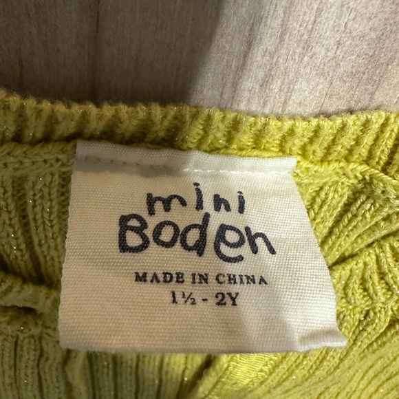 Mini Boden 18- 24m  Sparkly Yellow Button Cardigan Sweater Warm Preppy Bright - Picture 2 of 3